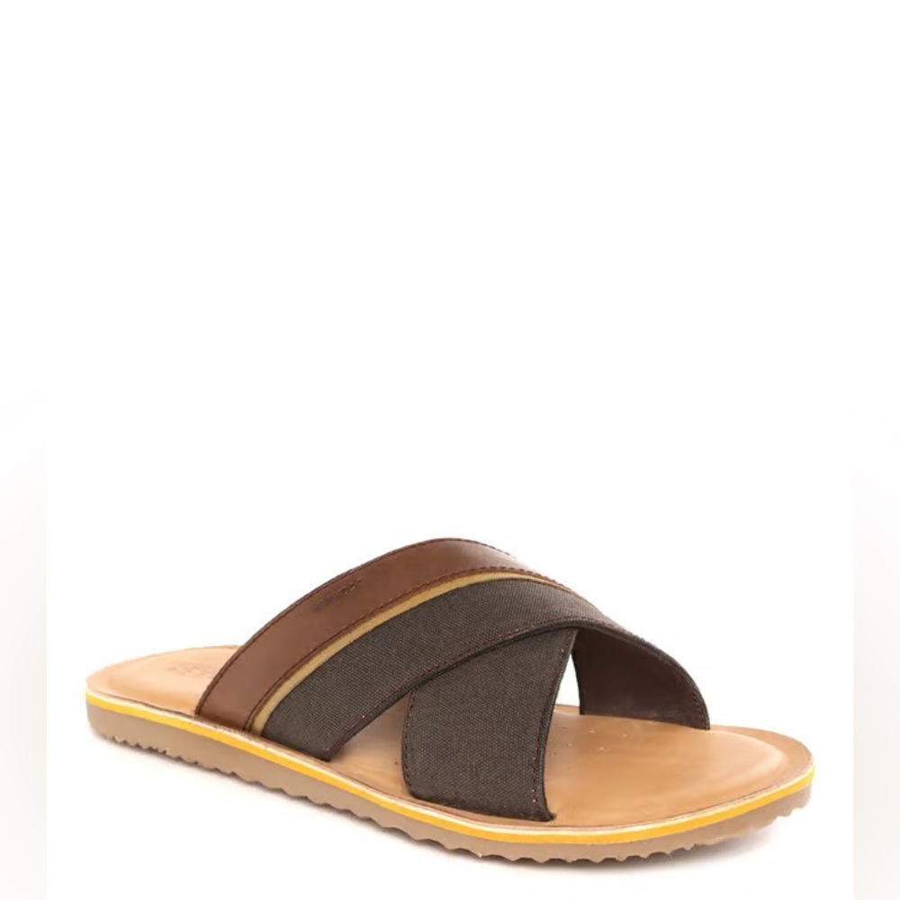 Geox Man US12 / EU45 Respira U Artie Open Toe Slip-on Sandals  Brown Cross Strap